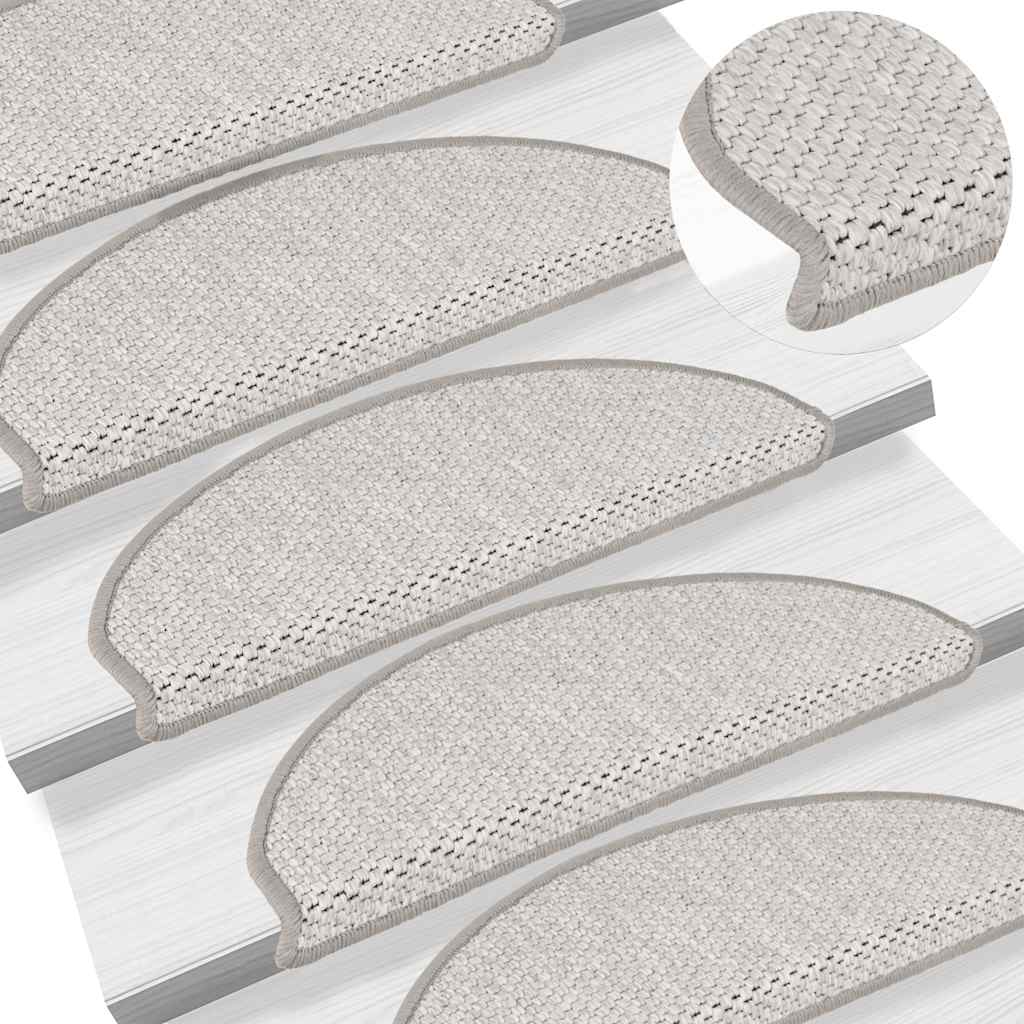Stair Mats Self-adhesive Sisal-Look 15 pcs 65x21x4 cm Platina