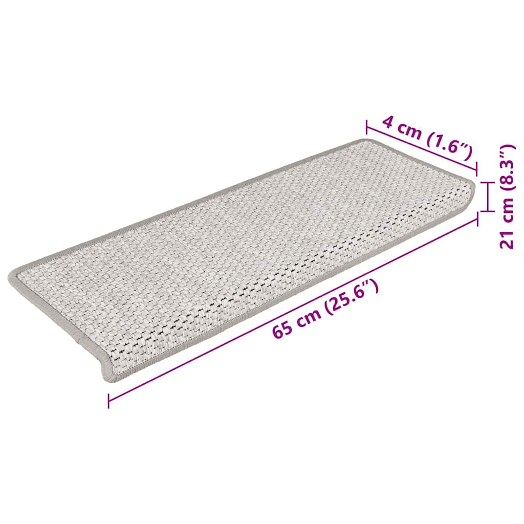 Stair Mats Self-adhesive Sisal-Look 15 pcs 65x21x4 cm Platina