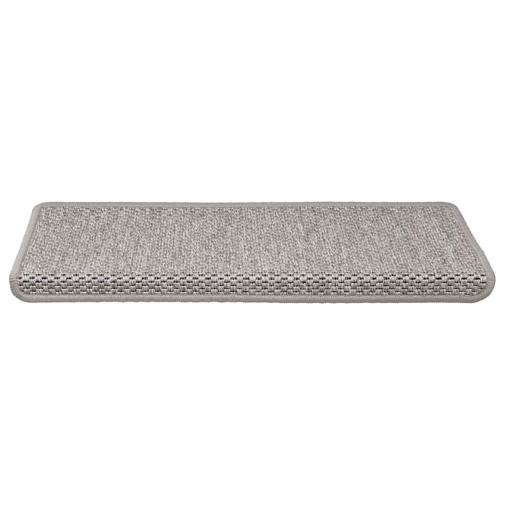 Stair Mats Self-adhesive Sisal-Look 15 pcs 65x21x4 cm Silver