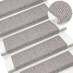 Stair Mats Self-adhesive Sisal-Look 15 pcs 65x21x4 cm Silver