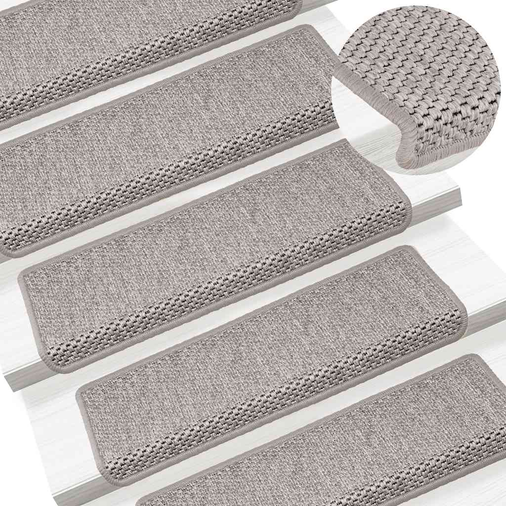 Stair Mats Self-adhesive Sisal-Look 15 pcs 65x21x4 cm Silver