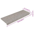 Stair Mats Self-adhesive Sisal-Look 15 pcs 65x21x4 cm Silver