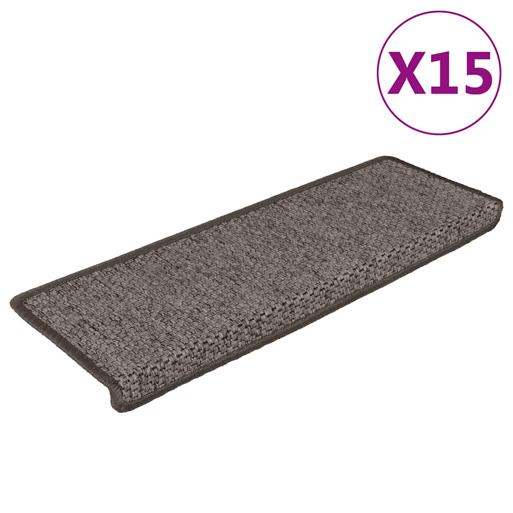 Stair Mats Self-adhesive Sisal-Look 15 pcs 65x21x4 cm Grey and Beige