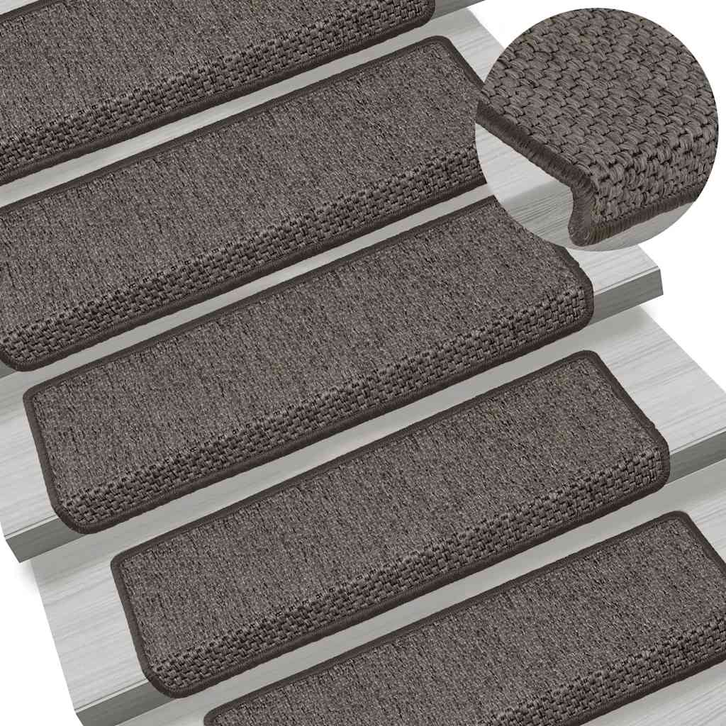 Stair Mats Self-adhesive Sisal-Look 15 pcs 65x21x4 cm Grey and Beige