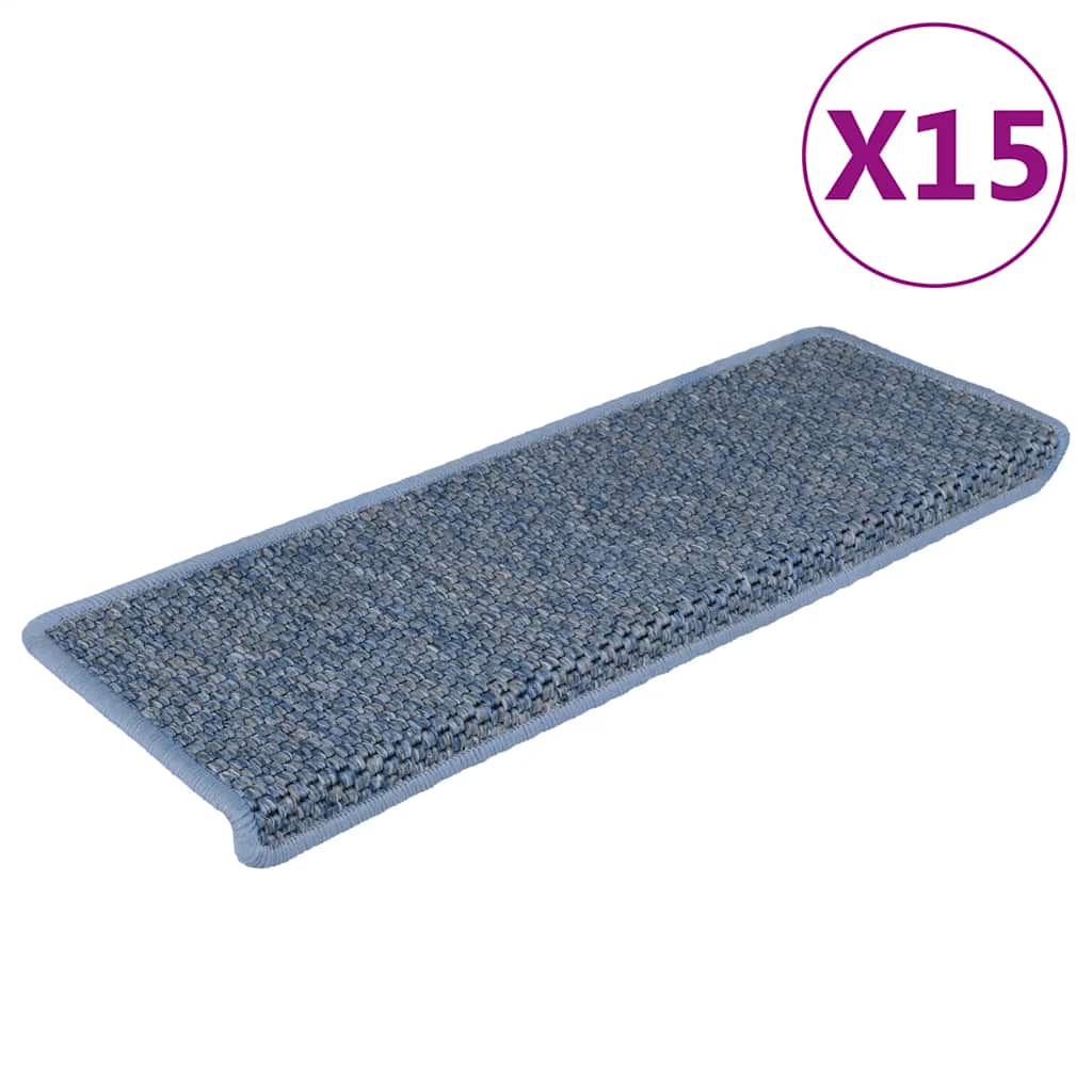 Stair Mats Self-adhesive Sisal-Look 15 pcs 65x21x4 cm Blue