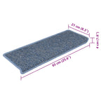 Stair Mats Self-adhesive Sisal-Look 15 pcs 65x21x4 cm Blue