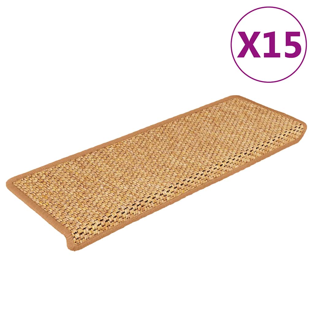 Stair Mats Self-adhesive Sisal-Look 15 pcs 65x21x4 cm Orange