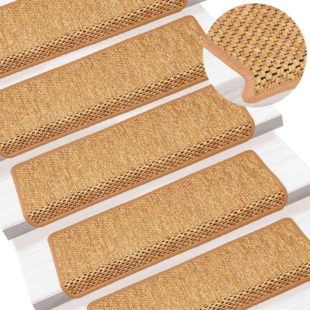 Stair Mats Self-adhesive Sisal-Look 15 pcs 65x21x4 cm Orange