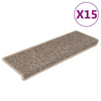Stair Mats Self-adhesive Sisal-Look 15 pcs 65x21x4 cm Dark Beige