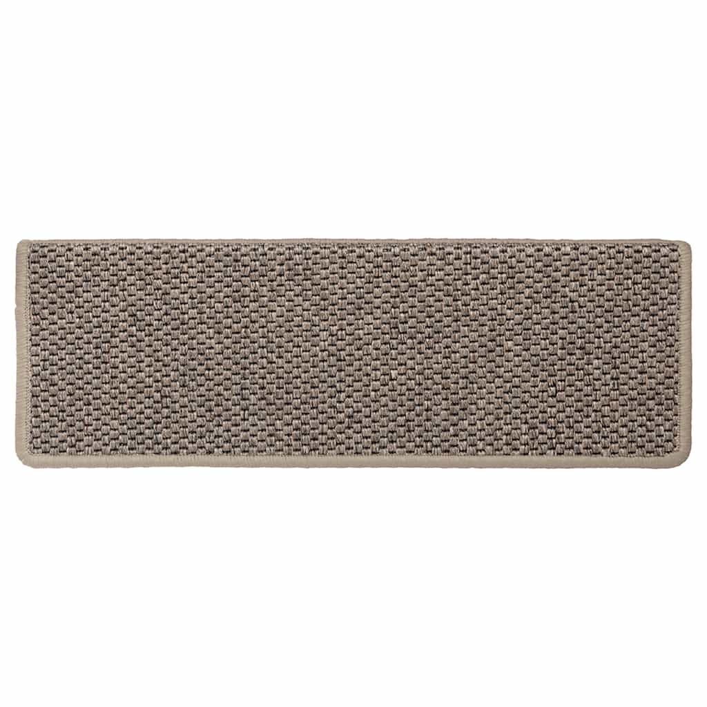 Stair Mats Self-adhesive Sisal-Look 15 pcs 65x21x4 cm Dark Beige