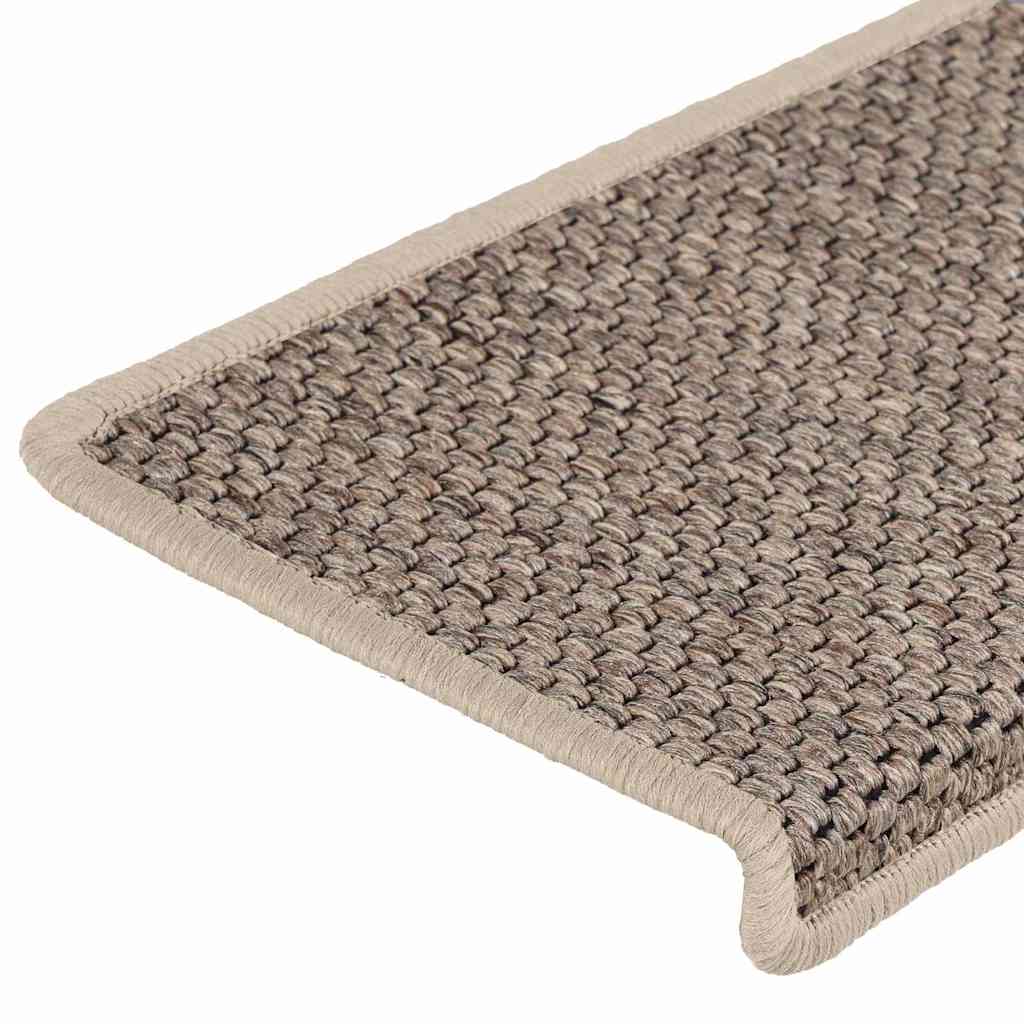 Stair Mats Self-adhesive Sisal-Look 15 pcs 65x21x4 cm Dark Beige