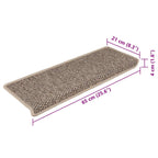 Stair Mats Self-adhesive Sisal-Look 15 pcs 65x21x4 cm Dark Beige