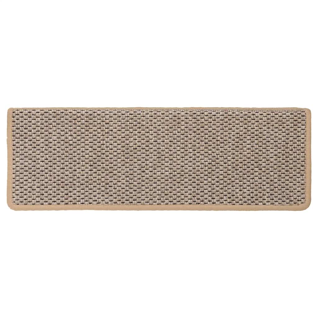 Stair Mats Self-adhesive Sisal-Look 15 pcs 65x21x4 cm Light Beige