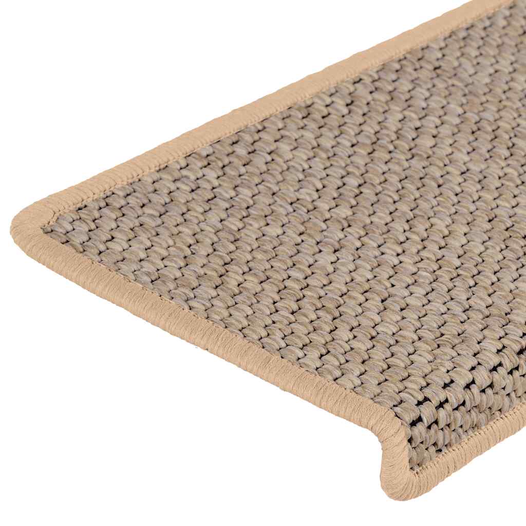 Stair Mats Self-adhesive Sisal-Look 15 pcs 65x21x4 cm Light Beige