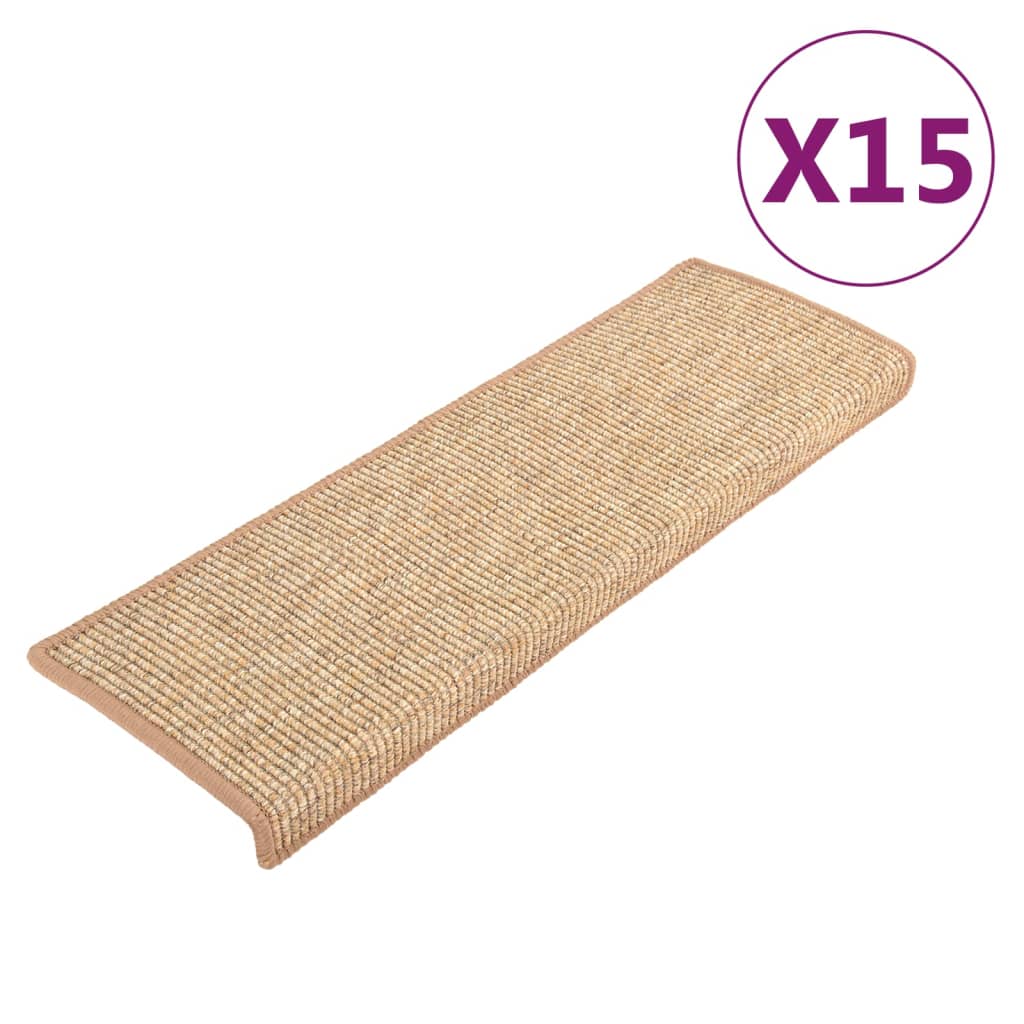 Stair Mats 15 pcs 65x21x4 cm Light Brown Rectangular Edge