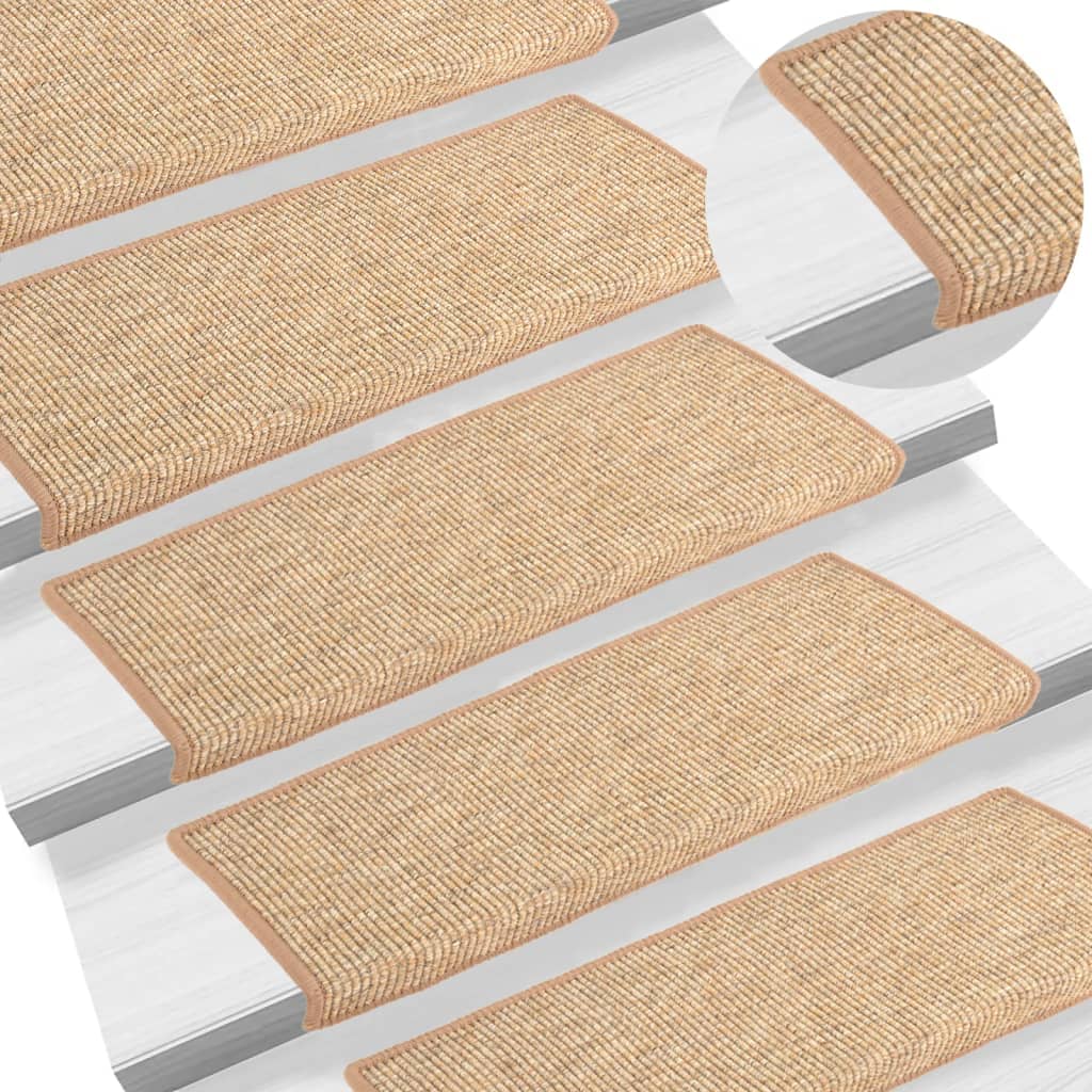 Stair Mats 15 pcs 65x21x4 cm Light Brown Rectangular Edge
