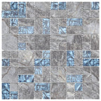 Mosaic Tiles 22 pcs Grey and Blue 30x30 cm Glass