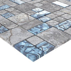 Mosaic Tiles 22 pcs Grey and Blue 30x30 cm Glass