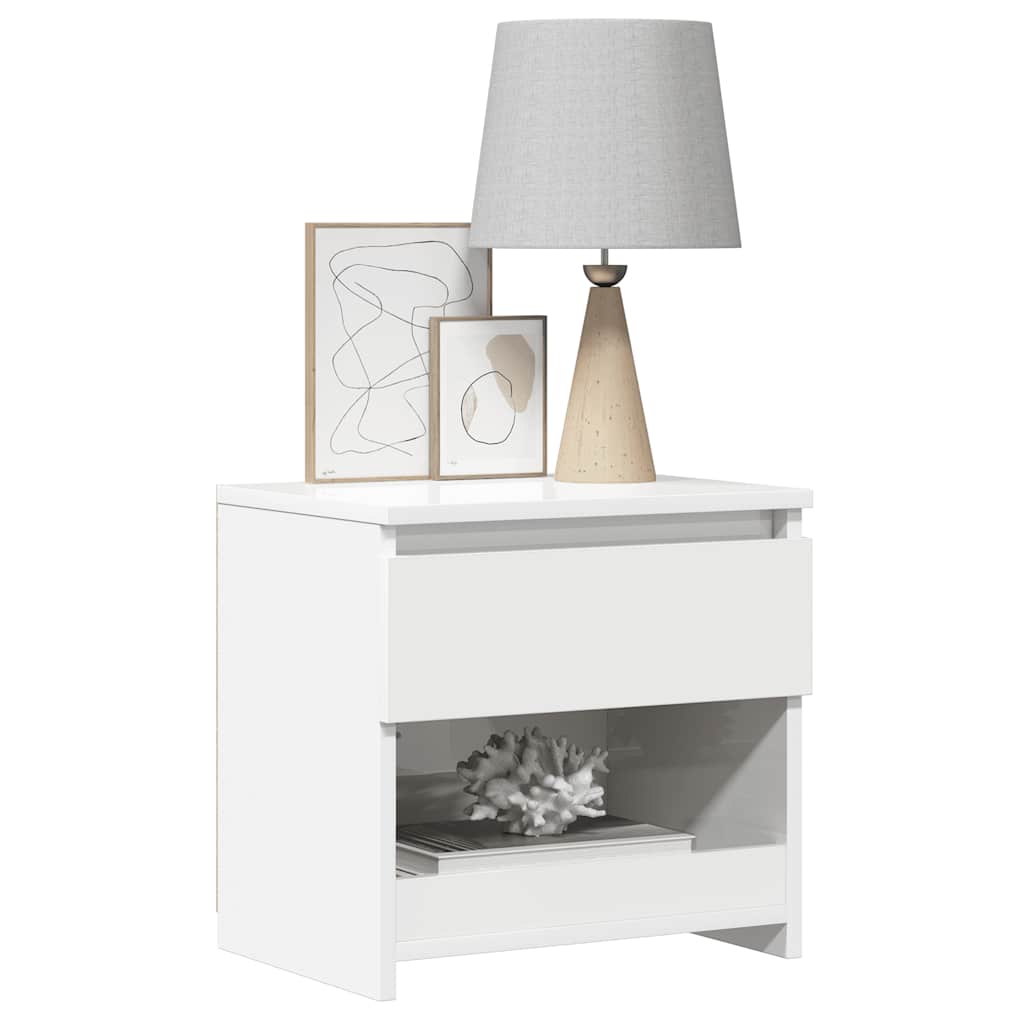 Bedside Cabinet High Gloss White 40x30x39 cm Engineered Wood