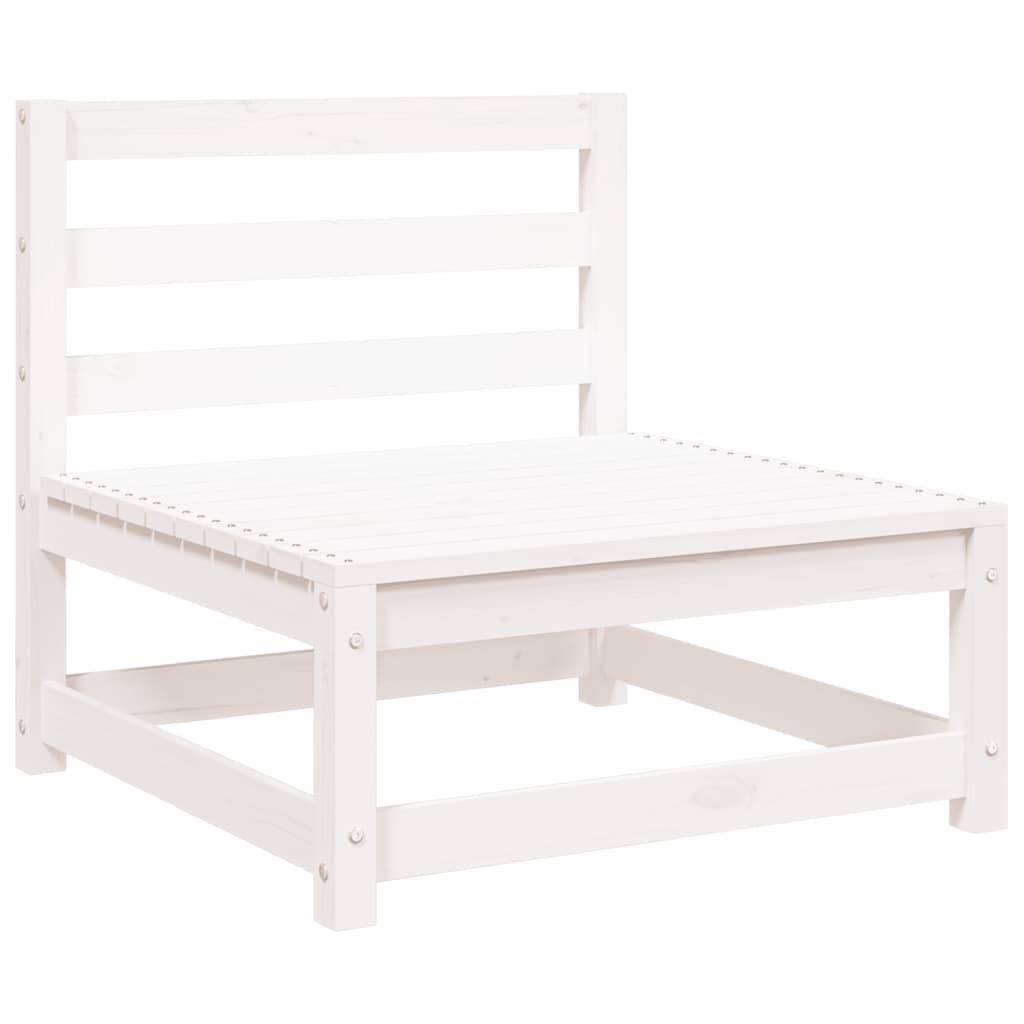 Garden Middle Sofa White Solid Wood Pine