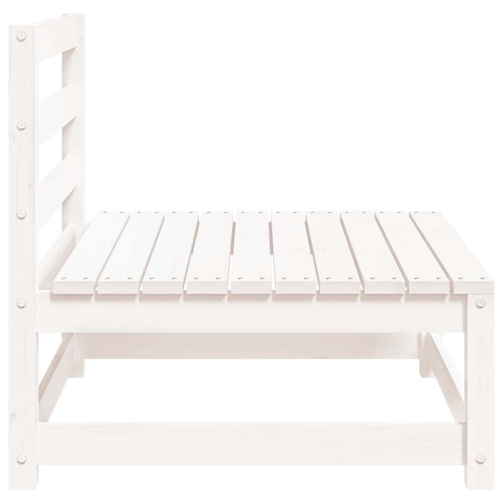 Garden Middle Sofa White Solid Wood Pine