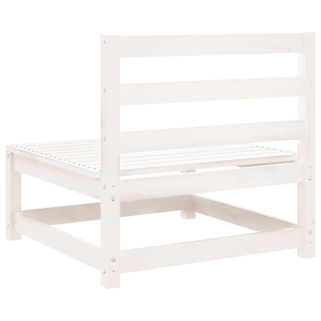 Garden Middle Sofa White Solid Wood Pine