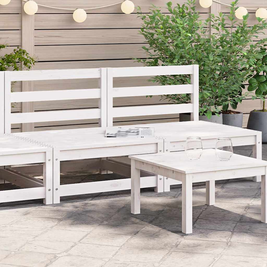 Garden Middle Sofas 2 pcs White Solid Wood Pine