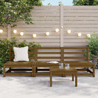 Garden Middle Sofas 3 pcs Honey Brown Solid Wood Pine
