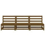 Garden Middle Sofas 3 pcs Honey Brown Solid Wood Pine