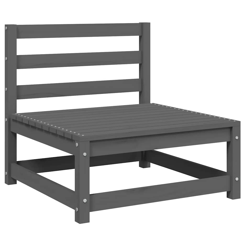 2 Piece Garden Lounge Set Grey Solid Pinewood