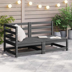 2 Piece Garden Lounge Set Grey Solid Pinewood