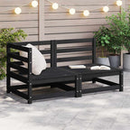 2 Piece Garden Lounge Set Black Solid Pinewood