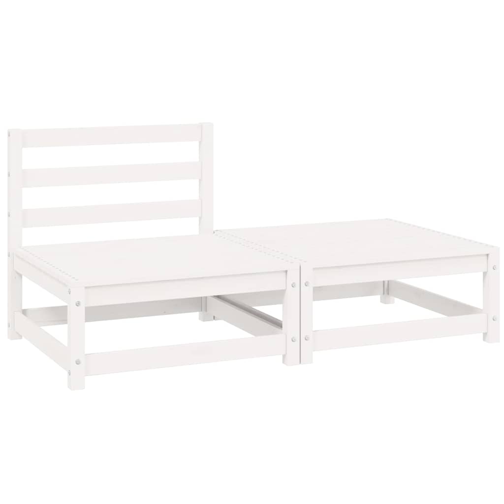2 Piece Garden Lounge Set White Solid Pinewood