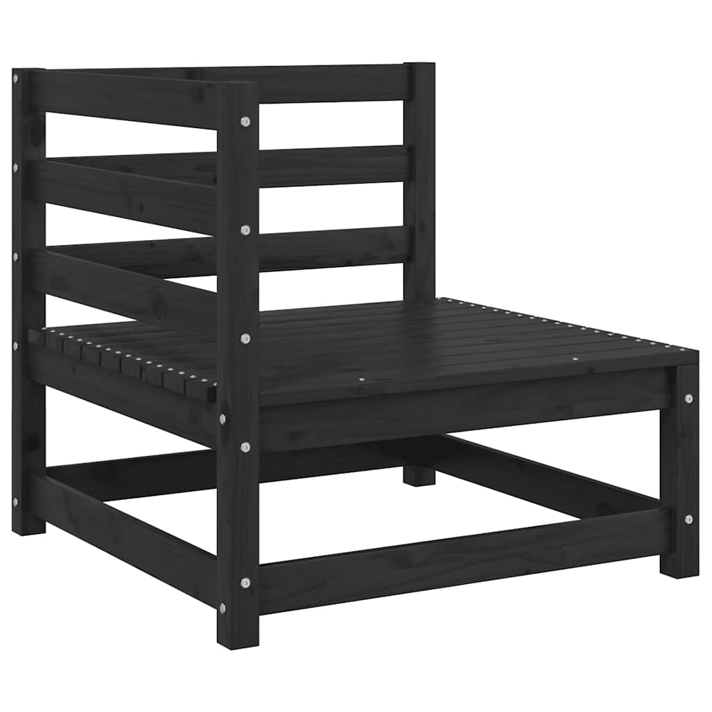 3 Piece Garden Lounge Set Black Solid Wood Pine