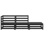 3 Piece Garden Lounge Set Black Solid Wood Pine
