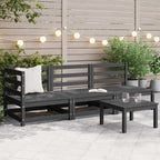 3 Piece Garden Lounge Set Grey Solid Pinewood