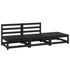 3 Piece Garden Lounge Set Black Solid Pinewood