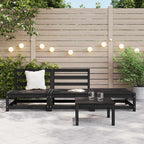 3 Piece Garden Lounge Set Black Solid Pinewood