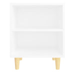 Bed Cabinet with Solid Wood Legs White 40x30x50 cm