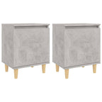 Bed Cabinets with Solid Wood Legs 2pcs Concrete Grey 40x30x50cm