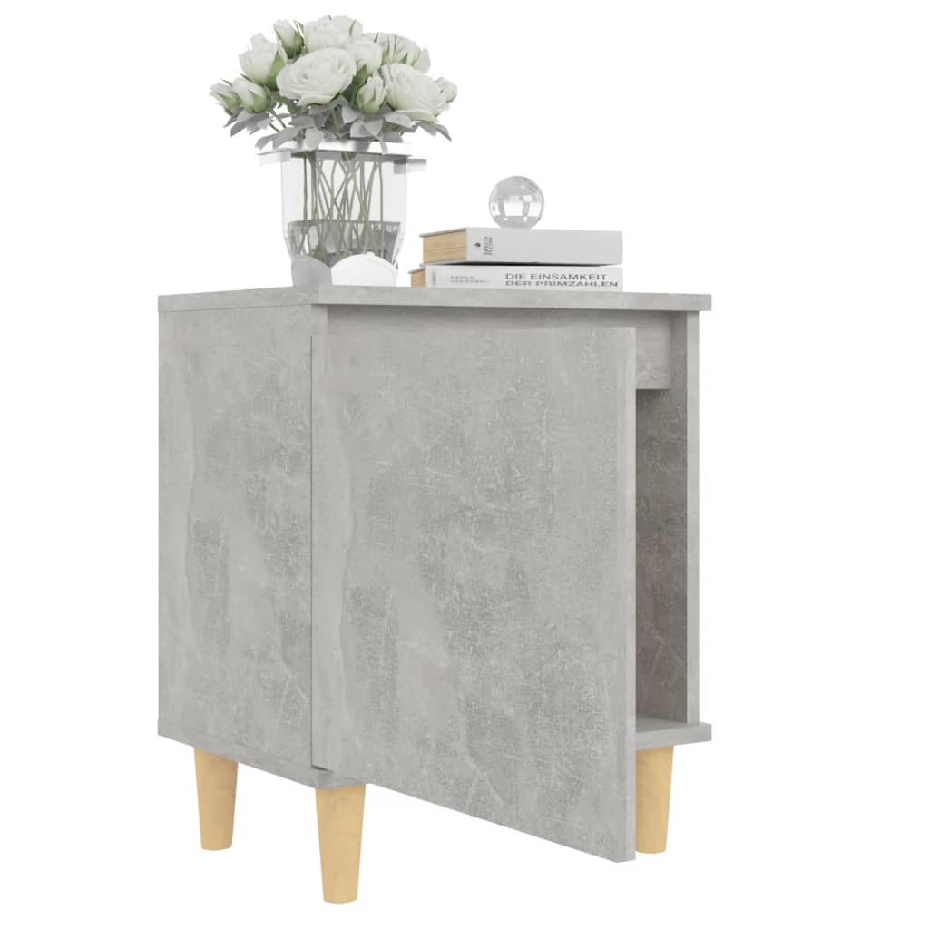 Bed Cabinets with Solid Wood Legs 2pcs Concrete Grey 40x30x50cm