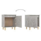 Bed Cabinets with Solid Wood Legs 2pcs Concrete Grey 40x30x50cm