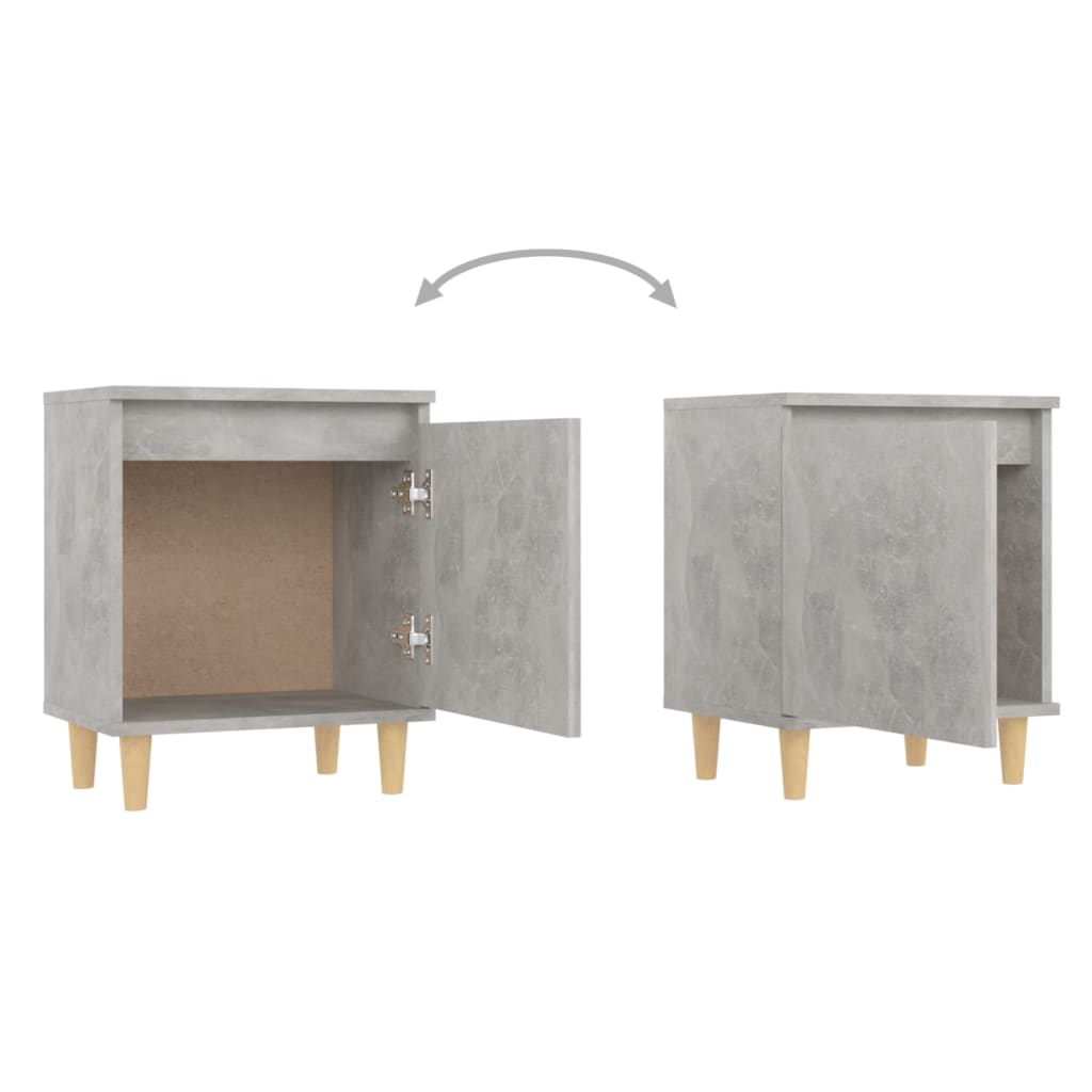 Bed Cabinets with Solid Wood Legs 2pcs Concrete Grey 40x30x50cm