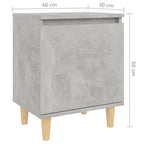 Bed Cabinets with Solid Wood Legs 2pcs Concrete Grey 40x30x50cm