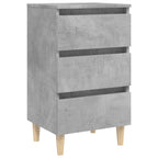 Bed Cabinets & Solid Wood Legs 2 pcs Concrete Grey 40x35x69 cm