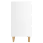 Bed Cabinet with Solid Wood Legs High Gloss White 40x35x69 cm
