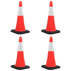 Reflective Traffic Cones With Heavy Bases 4 Pcs