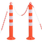 Traffic Control Bollards 2 Pcs With Chain 75 Cm Pe