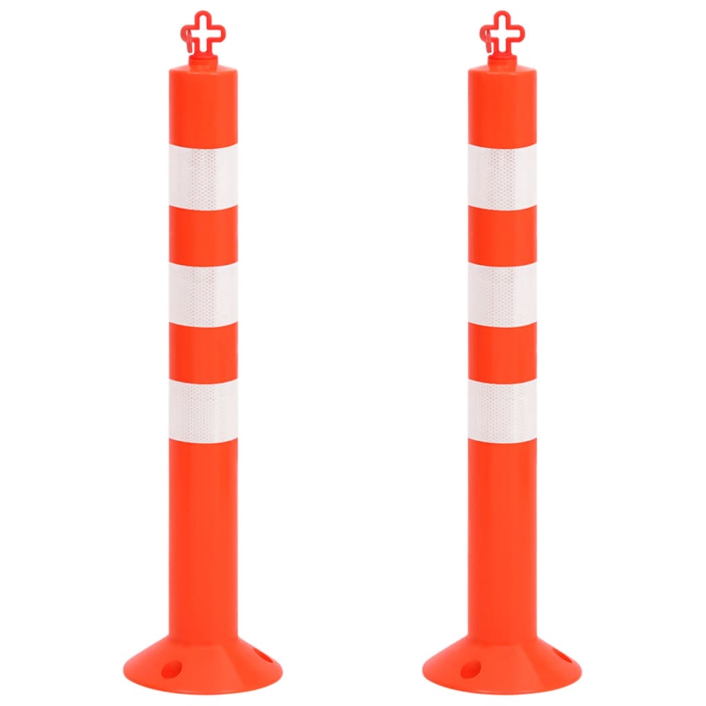 Traffic Control Bollards 2 Pcs With Chain 75 Cm Pe