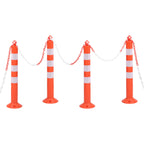 Traffic Control Bollards 4 Pcs With Chain 75 Cm Pe